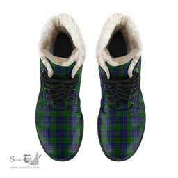 ScotsTee Shop Scottish Lockhart Modern Clan Faux Fur Tartan Leather Boots