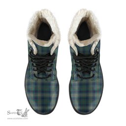 ScotsTee Shop Scottish Kennedy Modern Clan Crest Faux Fur Tartan Leather Boots