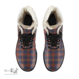 ScotsTee Shop Scottish Fraser Hunting Modern Clan Faux Fur Tartan Leather Boots