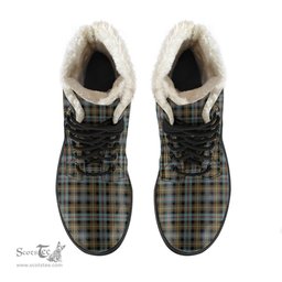 ScotsTee Shop Scottish Farquharson Weathered Clan Faux Fur Tartan Leather Boots