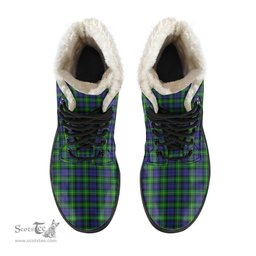 ScotsTee Shop Scottish Gordon Modern Clan Crest Faux Fur Tartan Leather Boots