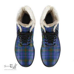 ScotsTee Shop Scottish Edmonstone Clan Faux Fur Tartan Leather Boots