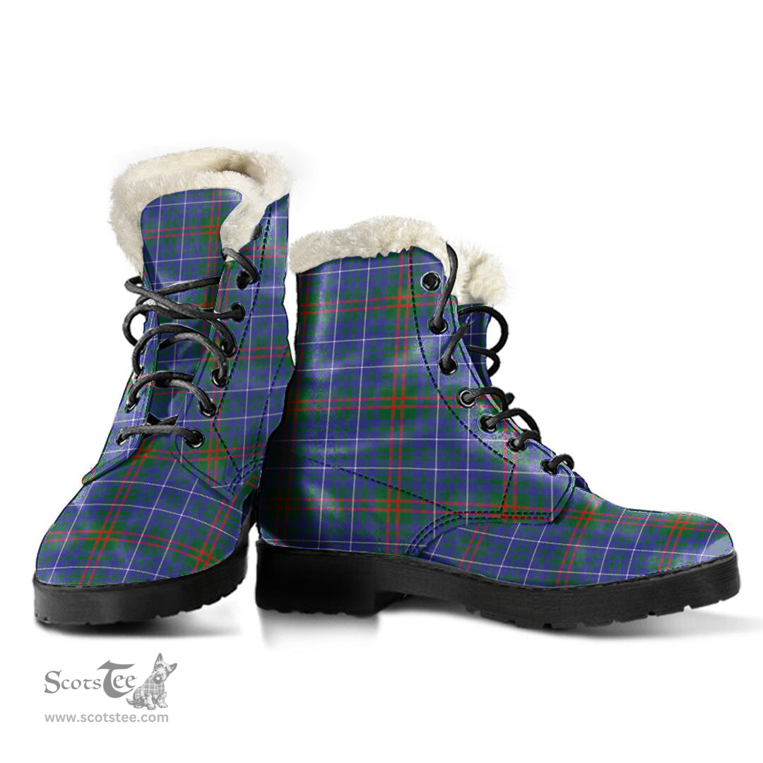 ScotsTee Shop Scottish Edmonstone Clan Faux Fur Tartan Leather Boots