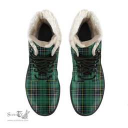ScotsTee Shop Scottish MacAlpine Ancient Clan Faux Fur Tartan Leather Boots