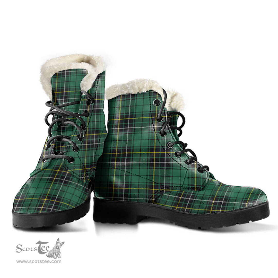 ScotsTee Shop Scottish MacAlpine Ancient Clan Faux Fur Tartan Leather Boots