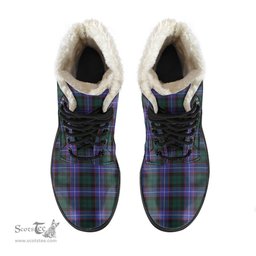 ScotsTee Shop Scottish Hunter Modern Clan Faux Fur Tartan Leather Boots