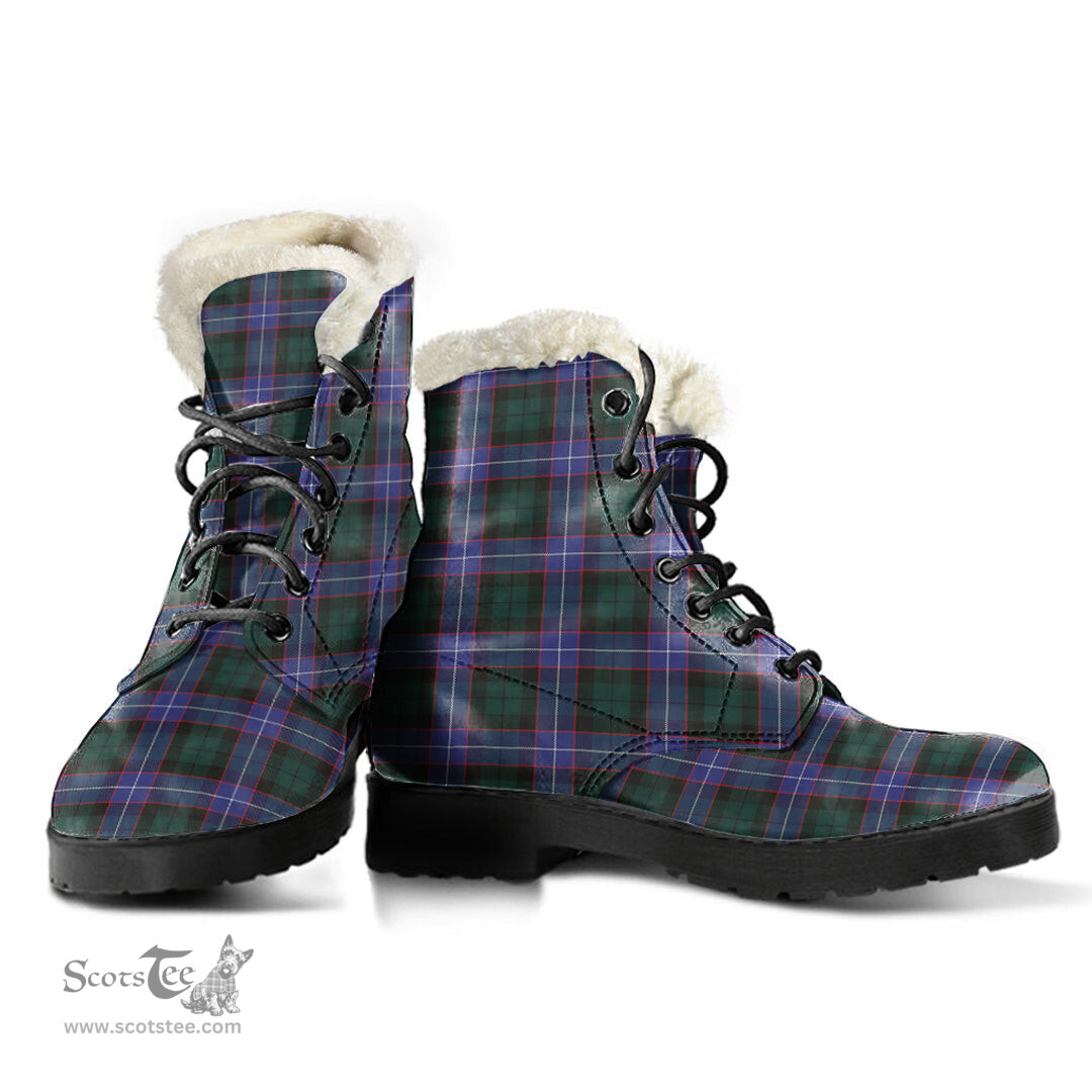ScotsTee Shop Scottish Hunter Modern Clan Faux Fur Tartan Leather Boots