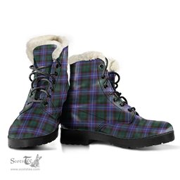 ScotsTee Shop Scottish Hunter Modern Clan Faux Fur Tartan Leather Boots