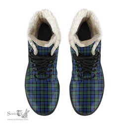 ScotsTee Shop Scottish Fletcher Ancient Clan Crest Faux Fur Tartan Leather Boots