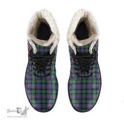 ScotsTee Shop Scottish Logan Ancient Clan Faux Fur Tartan Leather Boots