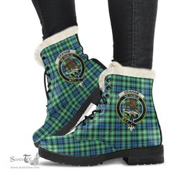 ScotsTee Shop Scottish Graham of Montrose Ancient Clan Crest Faux Fur Tartan Leather Boots