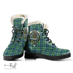 ScotsTee Shop Scottish Graham of Montrose Ancient Clan Crest Faux Fur Tartan Leather Boots