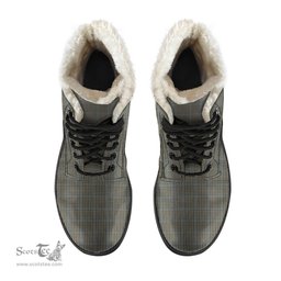 ScotsTee Shop Scottish Haig Check Clan Crest Faux Fur Tartan Leather Boots