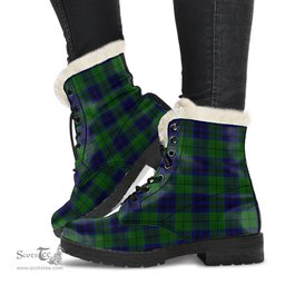 ScotsTee Shop Scottish Keith Modern Clan Faux Fur Tartan Leather Boots