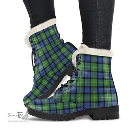 ScotsTee Shop Scottish Gordon Old Ancient Clan Faux Fur Tartan Leather Boots