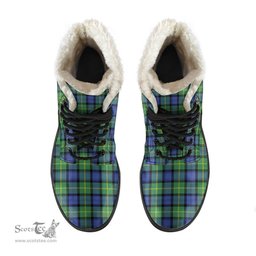 ScotsTee Shop Scottish Gordon Old Ancient Clan Faux Fur Tartan Leather Boots