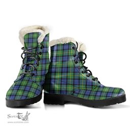 ScotsTee Shop Scottish Gordon Old Ancient Clan Faux Fur Tartan Leather Boots