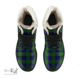 ScotsTee Shop Scottish Dundas Modern Clan Faux Fur Tartan Leather Boots