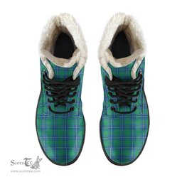 ScotsTee Shop Scottish Irvine Ancient Clan Crest Faux Fur Tartan Leather Boots