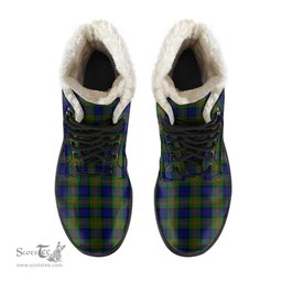 ScotsTee Shop Scottish Dundas Modern 02 Clan Crest Faux Fur Tartan Leather Boots