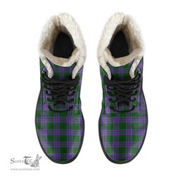 ScotsTee Shop Scottish Elphinstone Clan Crest Faux Fur Tartan Leather Boots