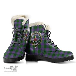 ScotsTee Shop Scottish Elphinstone Clan Crest Faux Fur Tartan Leather Boots