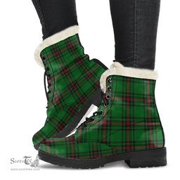 ScotsTee Shop Scottish Fife District Clan Faux Fur Tartan Leather Boots