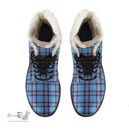 ScotsTee Shop Scottish Elliot Ancient Clan Faux Fur Tartan Leather Boots