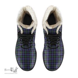 ScotsTee Shop Scottish Fletcher Modern Clan Crest Faux Fur Tartan Leather Boots