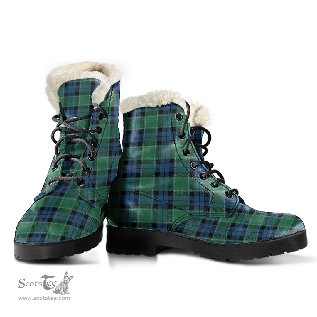 ScotsTee Shop Scottish Graham of Menteith Ancient Clan Faux Fur Tartan Leather Boots