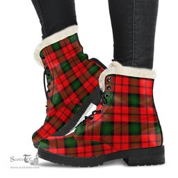 ScotsTee Shop Scottish Kerr Modern Clan Faux Fur Tartan Leather Boots