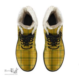 ScotsTee Shop Scottish Houston Clan Faux Fur Tartan Leather Boots
