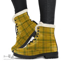 ScotsTee Shop Scottish Houston Clan Faux Fur Tartan Leather Boots
