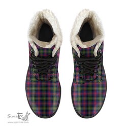 ScotsTee Shop Scottish Logan Modern Clan Crest Faux Fur Tartan Leather Boots