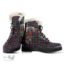 ScotsTee Shop Scottish Logan Modern Clan Crest Faux Fur Tartan Leather Boots