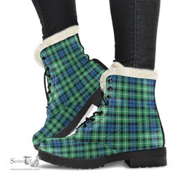 ScotsTee Shop Scottish Graham of Montrose Ancient Clan Faux Fur Tartan Leather Boots