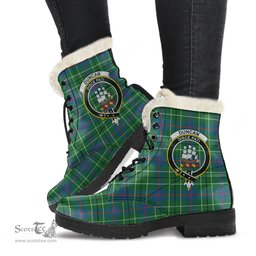ScotsTee Shop Scottish Duncan Ancient Clan Crest Faux Fur Tartan Leather Boots
