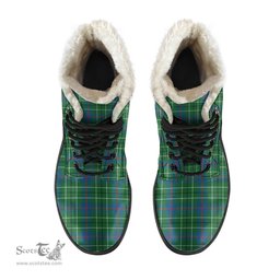 ScotsTee Shop Scottish Duncan Ancient Clan Crest Faux Fur Tartan Leather Boots