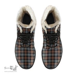 ScotsTee Shop Scottish Gunn Weathered Clan Crest Faux Fur Tartan Leather Boots