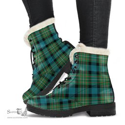 ScotsTee Shop Scottish FERGUSON ANCIENT Clan Faux Fur Tartan Leather Boots