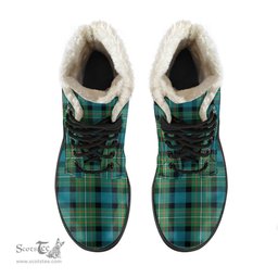 ScotsTee Shop Scottish FERGUSON ANCIENT Clan Faux Fur Tartan Leather Boots
