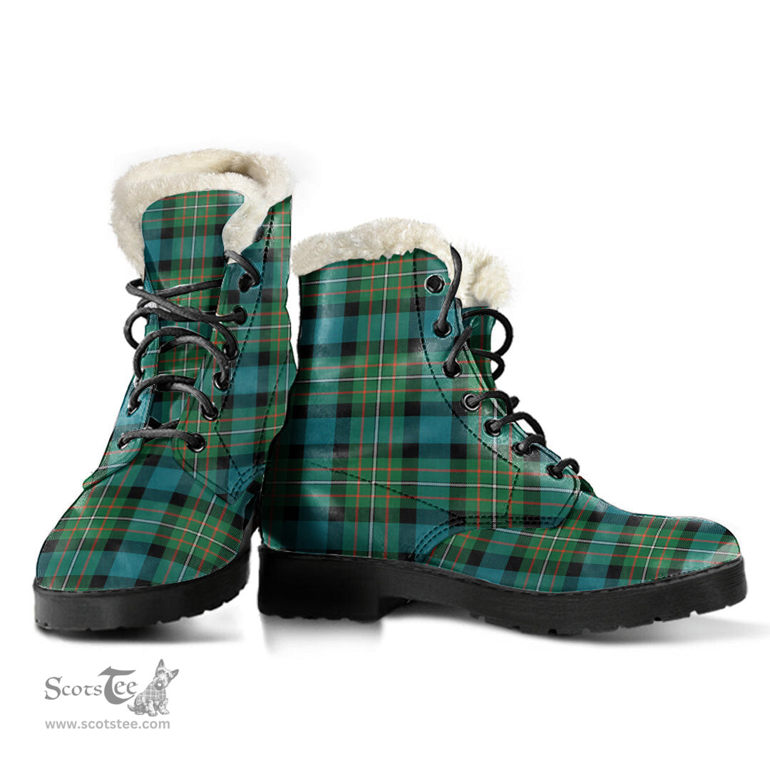 ScotsTee Shop Scottish FERGUSON ANCIENT Clan Faux Fur Tartan Leather Boots
