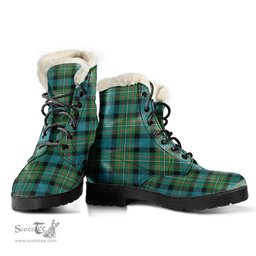 ScotsTee Shop Scottish FERGUSON ANCIENT Clan Faux Fur Tartan Leather Boots