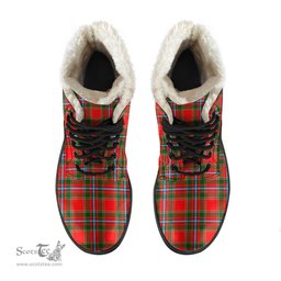 ScotsTee Shop Scottish Drummond of Perth Clan Faux Fur Tartan Leather Boots