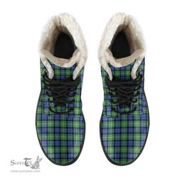 ScotsTee Shop Scottish Gordon Old Ancient Clan Crest Faux Fur Tartan Leather Boots