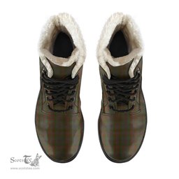 ScotsTee Shop Scottish Gray Clan Crest Faux Fur Tartan Leather Boots