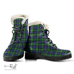 ScotsTee Shop Scottish Gordon Modern Clan Faux Fur Tartan Leather Boots
