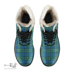 ScotsTee Shop Scottish Lockhart Clan Crest Faux Fur Tartan Leather Boots