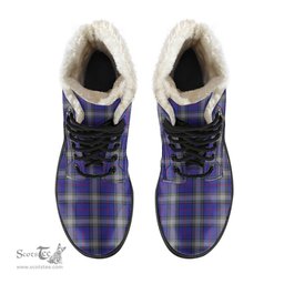ScotsTee Shop Scottish Kinnaird Clan Crest Faux Fur Tartan Leather Boots