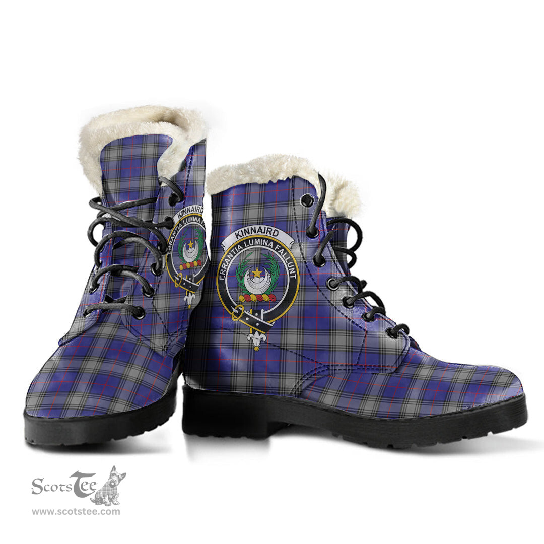 ScotsTee Shop Scottish Kinnaird Clan Crest Faux Fur Tartan Leather Boots